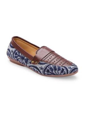 Women Ethnic Blue Dabu Boyfriend Moccasins Shoes 1