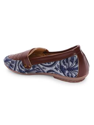 Women Ethnic Blue Dabu Boyfriend Moccasins Shoes 2