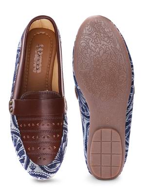 Women Ethnic Blue Dabu Boyfriend Moccasins Shoes 4