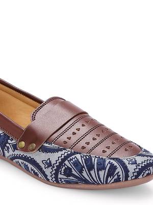 Women Ethnic Blue Dabu Boyfriend Moccasins Shoes 5