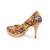 Women Ethnic Yellow Bird Print Pumps Shoes