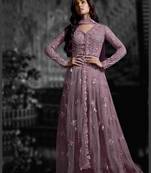 Purple Net Partwear Salwar Kameez Semi Stitched