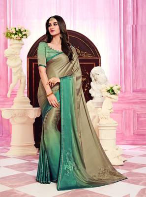 Blue Embroidered Crepe Saree With Blouse 1