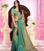 Blue Embroidered Crepe Saree With Blouse