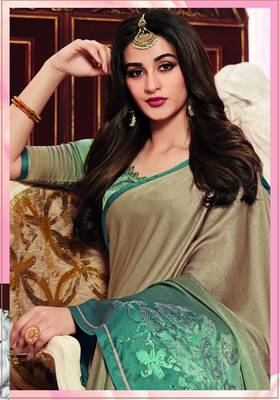 Blue Embroidered Crepe Saree With Blouse 2
