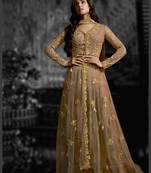 Beige Net Partwear Salwar Kameez Semi Stitched
