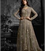 Grey Net Partwear Salwar Kameez Semi Stitched