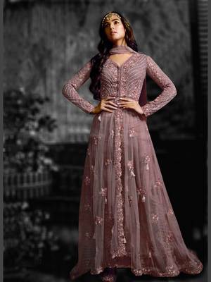Violet Net Partwear Salwar Kameez Semi Stitched 1