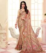 Multicolor Printed Crepe Saree With Blouse