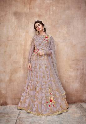 Lavender embroidered net salwar 1