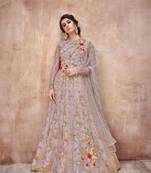Lavender embroidered net salwar
