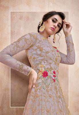 Lavender embroidered net salwar 2