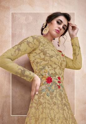 Light-parrot-green embroidered net salwar 2
