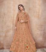 Orange embroidered net salwar