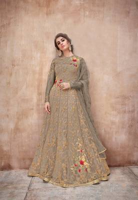 Light-charcoal embroidered net salwar 1