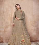 Light-charcoal embroidered net salwar