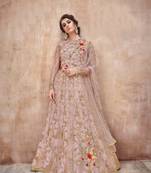 Pink embroidered net salwar