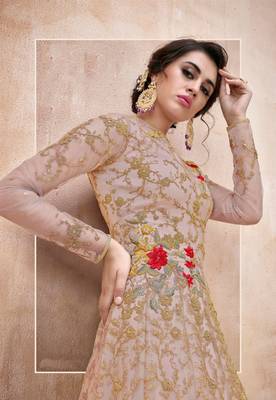 Pink embroidered net salwar 2