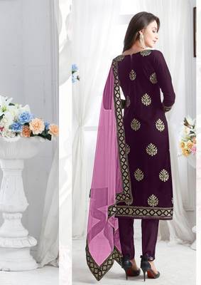Wine embroidered velvet salwar 2