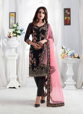 Black embroidered velvet salwar 1