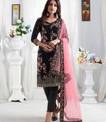 Black embroidered velvet salwar