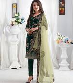 Green embroidered velvet salwar