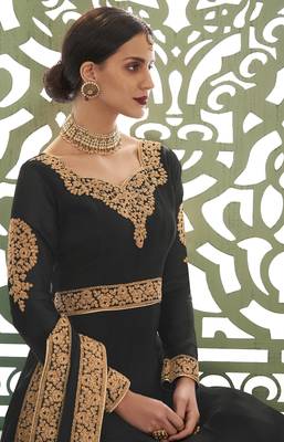 Black embroidered georgette salwar 3