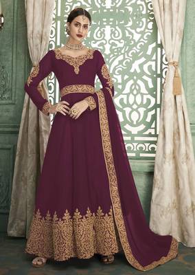 Rani-pink embroidered georgette salwar 1