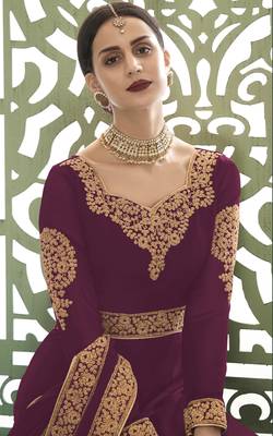 Rani-pink embroidered georgette salwar 2