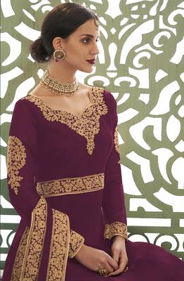 Rani-pink embroidered georgette salwar 3