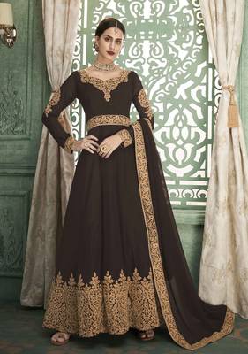 Brown embroidered georgette salwar 1