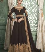 Brown embroidered georgette salwar