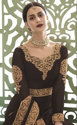 Brown embroidered georgette salwar 2