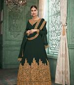 Dark-green embroidered georgette salwar
