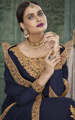 Blue embroidered georgette salwar 2