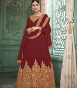 Red embroidered georgette salwar