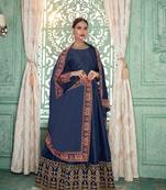 Blue embroidered silk salwar