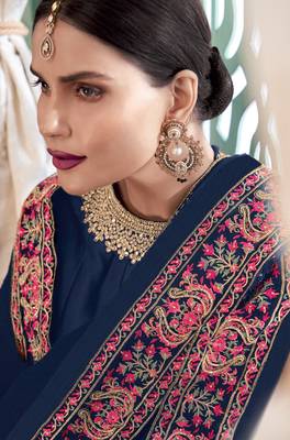 Blue embroidered silk salwar 2