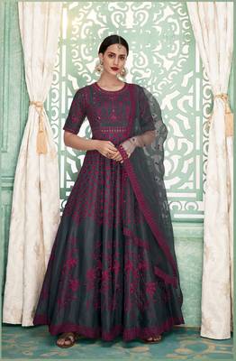 Grey embroidered silk salwar 1