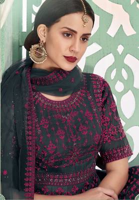 Grey embroidered silk salwar 3