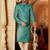 Green embroidered jacquard men-kurtas