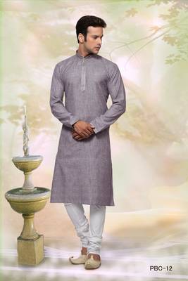 Purple plain cotton men-kurtas 1