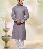 Purple plain cotton men-kurtas