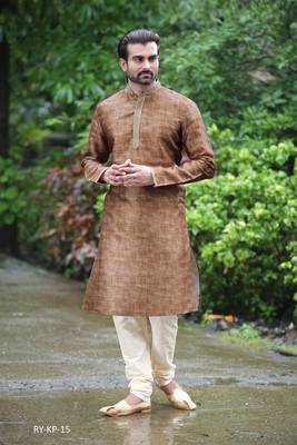 Brown plain poly cotton men-kurtas 1