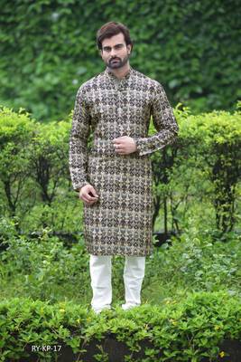 Multicolor printed poly cotton men-kurtas 1