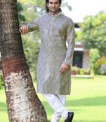 Blue plain poly cotton men-kurtas