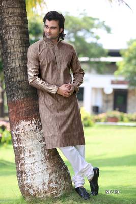 Green plain poly cotton men-kurtas 1