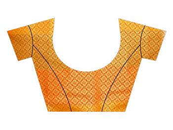 Orange woven silk blend saree with blouse 4