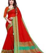 Red plain manipuri silk saree with blouse