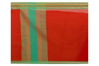 Red plain manipuri silk saree with blouse 4